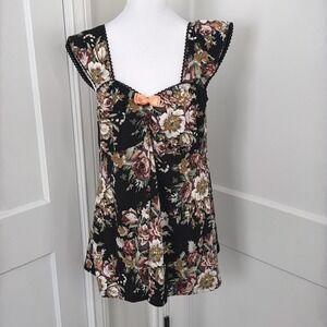Demi Loon Top Womens XL Floral Pinup Babydoll Cami Tank Coquette Whimsigoth NEW